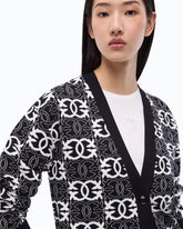 Cardigan with Love Birds logo - Multicolor Black-White | Pinko