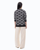 Cardigan with Love Birds logo - Multicolor Black-White | Pinko