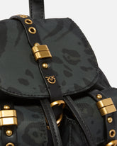 Small nylon backpack with animal print - | Pinko