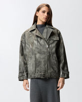 Giacca con stampa trompe-l'œil effetto pelle - | Pinko