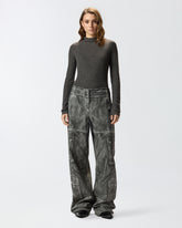 Wide-leg trousers with leather-effect print - | Pinko