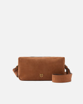 Średnia zamszowa torebka na ramię Horizontal Bag - Brązowy | Pinko