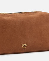 Średnia zamszowa torebka na ramię Horizontal Bag - Brązowy | Pinko