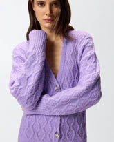 Kurzes Kleid aus Zopfstrick mit Schmuckknöpfen - | Pinko