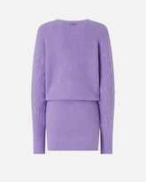 Vestito corto in maglia a trecce con bottoni gioiello - | Pinko