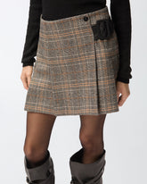 Wrap mini skirt with check motif - | Pinko