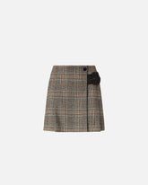 Wrap mini skirt with check motif - | Pinko