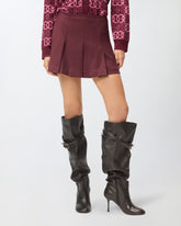 Minigonna a pieghe in misto lana - | Pinko