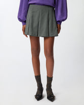 Minifalda a pliegues de mezcla de lana - | Pinko