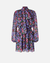 Abito corto a fiori con fusciacca - | Pinko