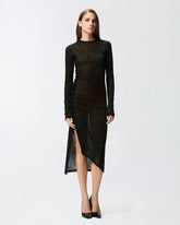 Abito lungo con drappeggio in tulle - | Pinko