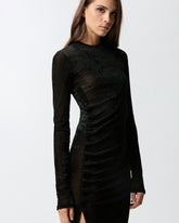 Abito lungo con drappeggio in tulle - | Pinko