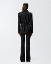 Blazer gessato con cinturino - | Pinko