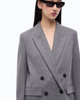 Double-breasted wool-blend jacket - Dark Grey | Pinko