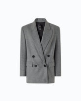 Double-breasted wool-blend jacket - Dark Grey | Pinko