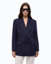Blazer croisé en flanelle de jersey - Bleu | Pinko