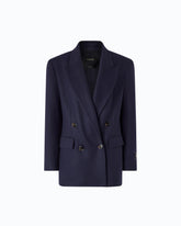 Blazer croisé en flanelle de jersey - Bleu | Pinko