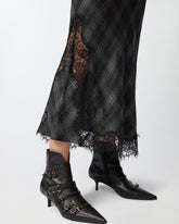 Long check skirt with lace - | Pinko