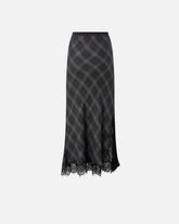 Long check skirt with lace - | Pinko