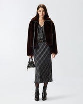 Long check dress with lace - | Pinko