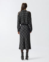 Vestito lungo a quadri con pizzo - | Pinko