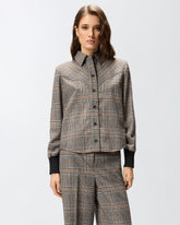 Check shirt with knit cuffs - | Pinko