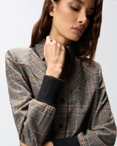 Check shirt with knit cuffs - | Pinko