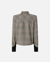 Check shirt with knit cuffs - | Pinko