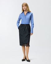 Gonna longuette con inserto in pizzo - | Pinko