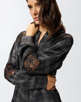 Check shirt with lace - | Pinko