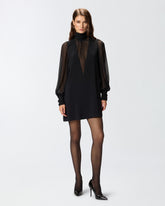High-neck georgette mini dress - | Pinko