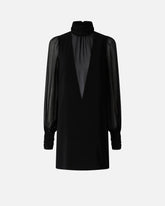 Vestito corto a collo alto in georgette - | Pinko