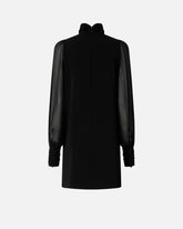 Vestito corto a collo alto in georgette - | Pinko