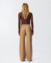 Pantaloni lunghi wide-leg in misto lana - | Pinko