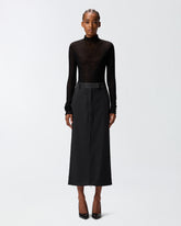 Slim-fitting calf-length skirt with slit - | Pinko