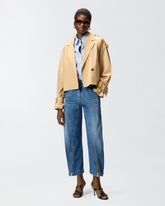 Trench corto in cotone con cintura - | Pinko