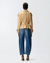 Trench corto in cotone con cintura - | Pinko