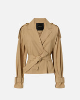 Trench corto in cotone con cintura - | Pinko