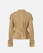 Trench corto in cotone con cintura - | Pinko