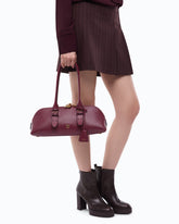 Escape Bag Horizontal, duża torba na ramię ze skóry - Bordeaux | Pinko