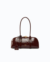 Grand sac à main Escape Bag Horizontal en cuir new shiny - Rouge foncé | Pinko