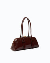 Grand sac à main Escape Bag Horizontal en cuir new shiny - Rouge foncé | Pinko