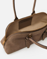 Escape Bag Horizontal large shoulder bag in suede - Beige | Pinko