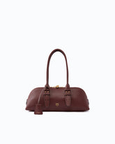 Escape Bag Horizontal large shoulder bag in full-grain leather - Dark Red | Pinko