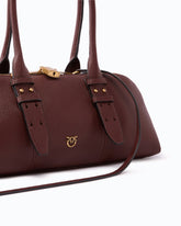 Escape Bag Horizontal large shoulder bag in full-grain leather - Dark Red | Pinko