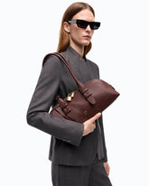 Escape Bag Horizontal large shoulder bag in full-grain leather - Dark Red | Pinko