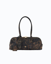 Grand sac porté épaule Escape Bag Horizontal en daim à imprimé camouflage - Vert militaire | Pinko