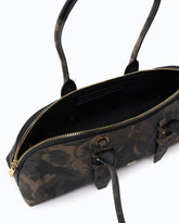 Grand sac porté épaule Escape Bag Horizontal en daim à imprimé camouflage - Vert militaire | Pinko