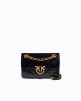 Mini Love Bag One Light small handbag in chevron leather - Black | Pinko