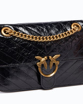 Mini Love Bag One Light small handbag in chevron leather - Black | Pinko